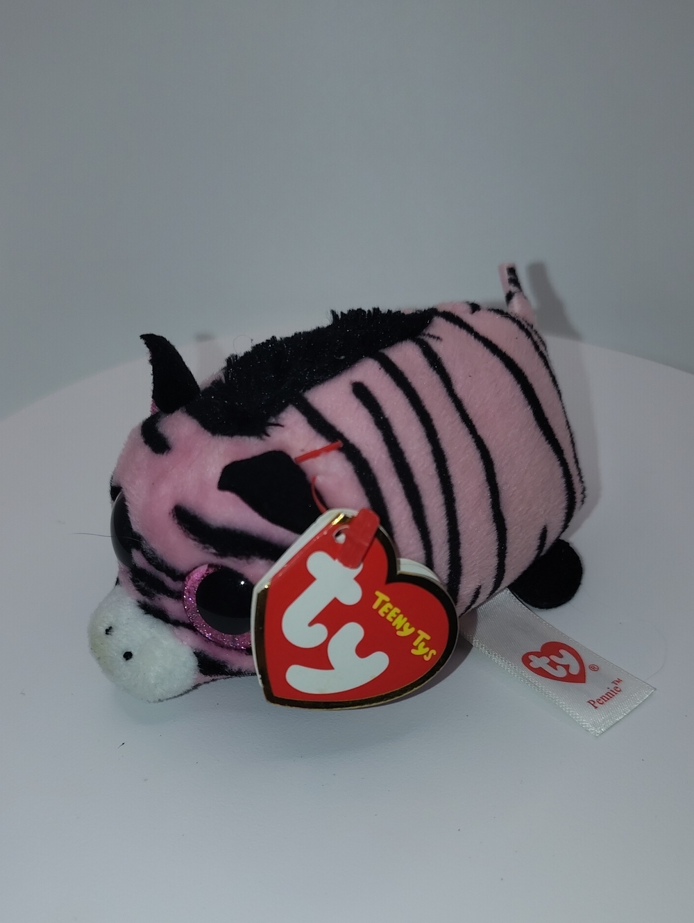 Ty Pink & Black Striped Zebra Teeny beanie Peenie 2016